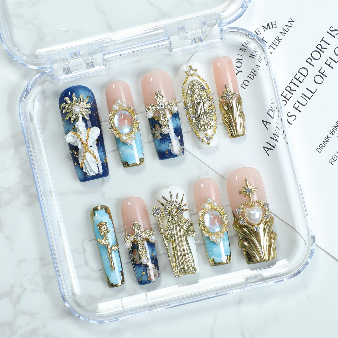Elegant artificial nails with glamorous embellishments Kalsten