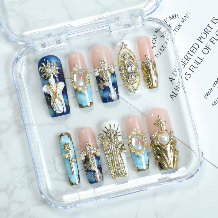 Elegant artificial nails with glamorous embellishments Kalsten