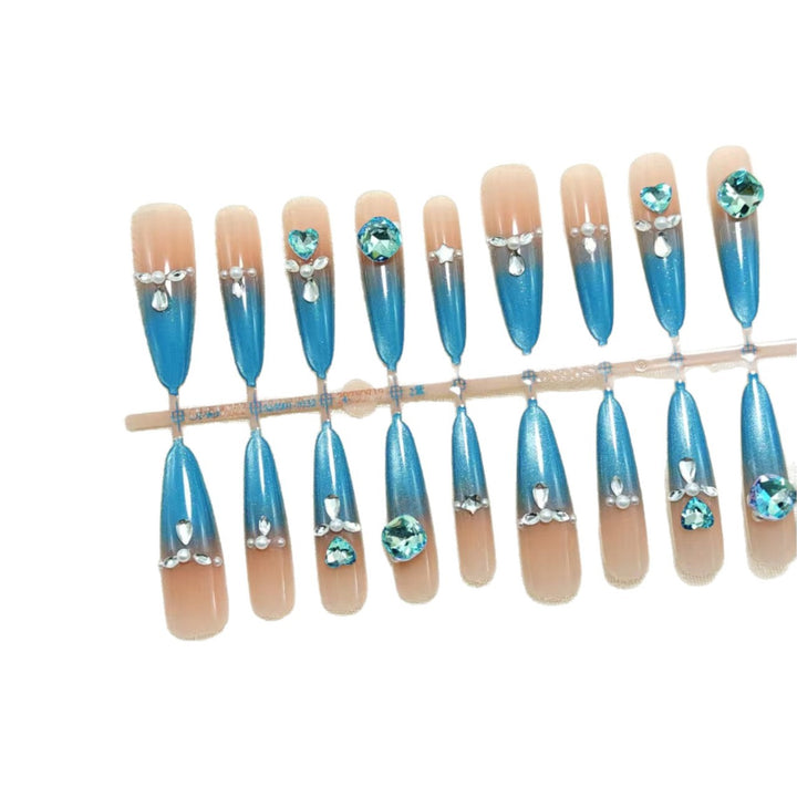 Glamorous artificial nails with sparkling rhinestone elements Kalsten