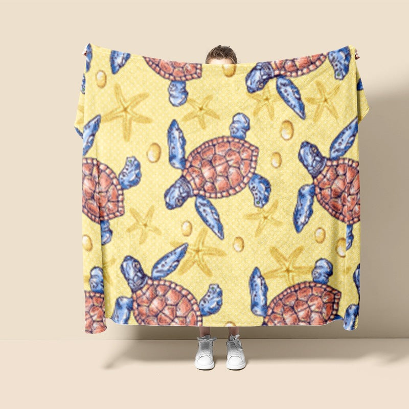 Plush Turtle-Themed Throw Blanket