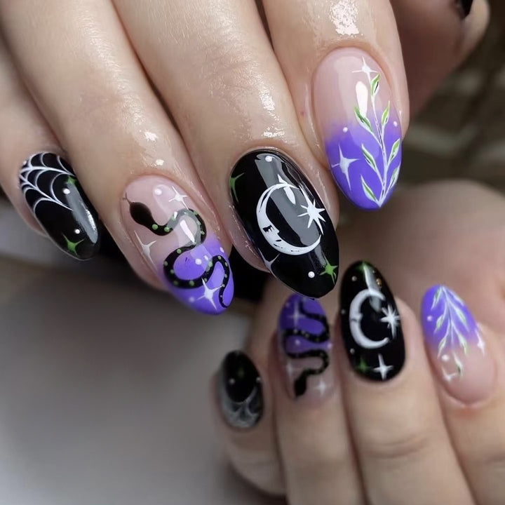 Artistic Halloween-Themed Press-On Nail Art Set Kalsten