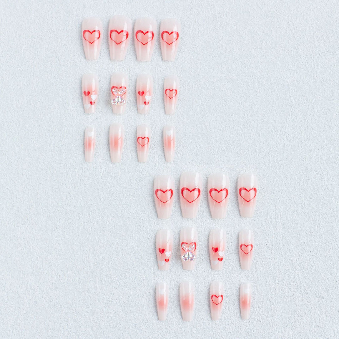 Heart-Embellished Acrylic Nail Art Kit