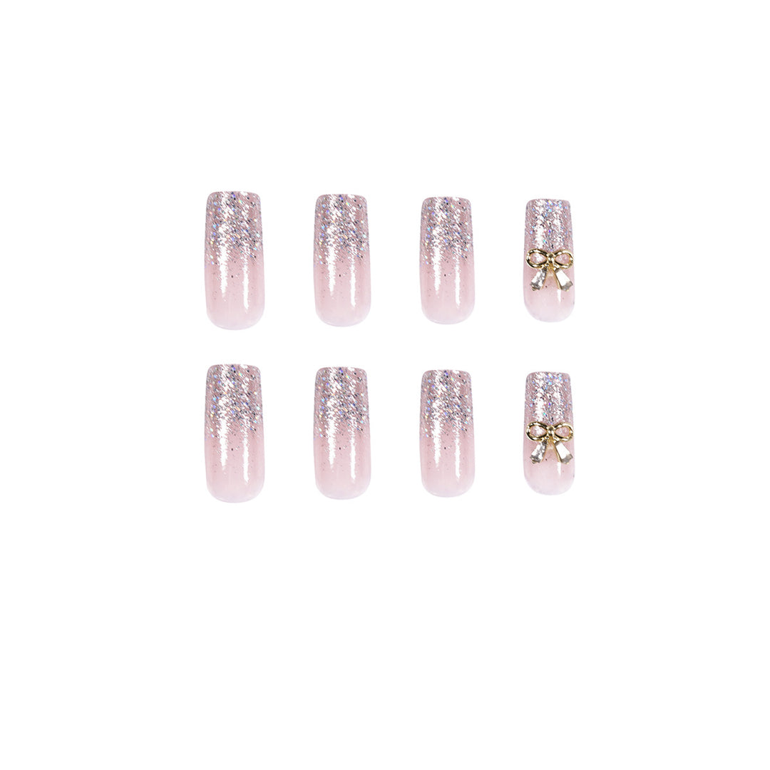 Artful Nail Extensions with Glitter and Decoration Kalsten