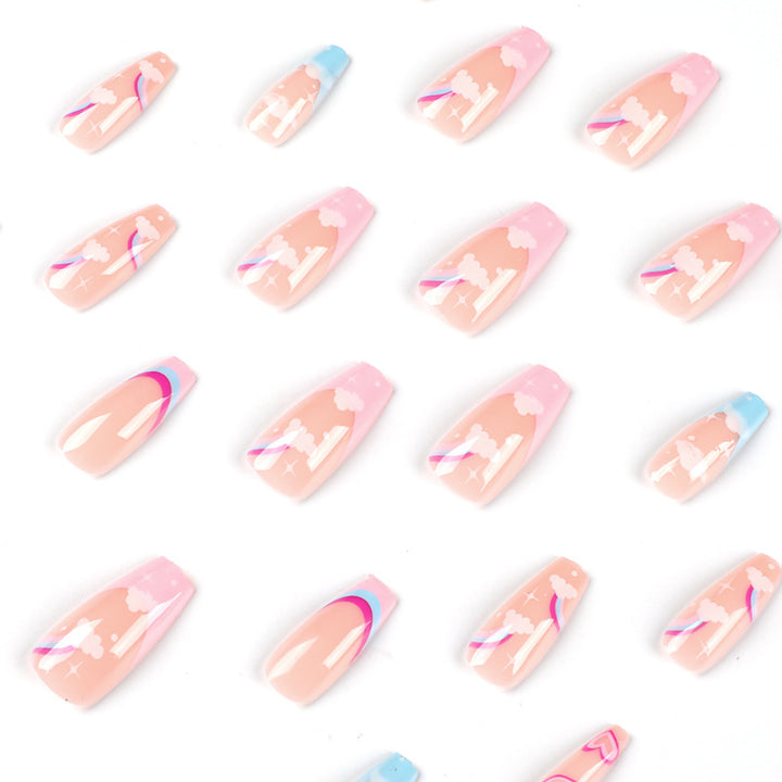 Artificial nail art with rainbow design Kalsten