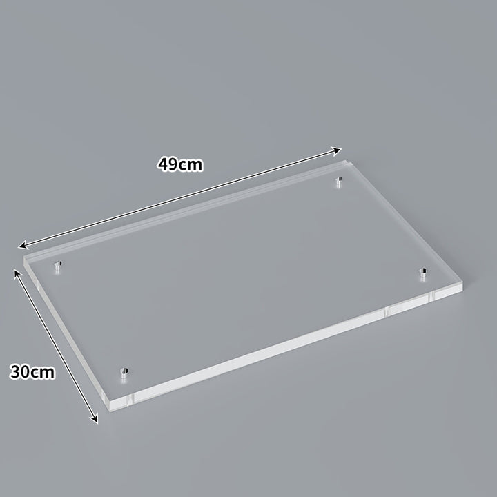 Large Wall-Mounted Clear Acrylic Floating Display Shelf Panel with Pre-Drilled Standoffs