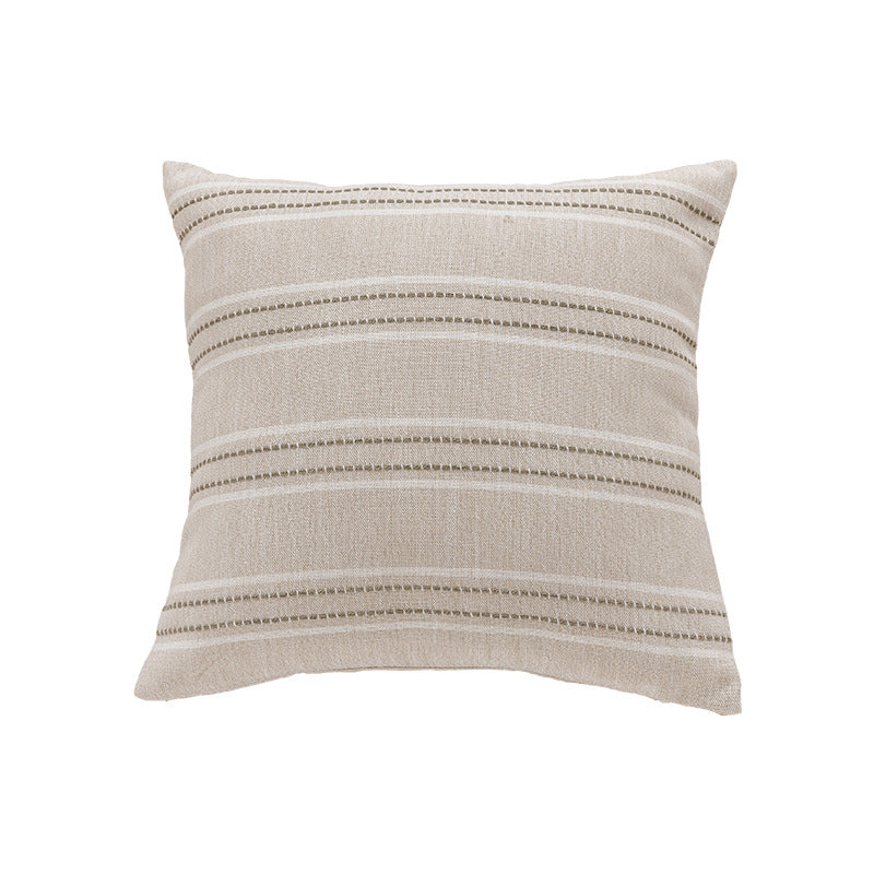 Decorative Linen-Blend Square Throw Pillow Cover with Textured Stripes