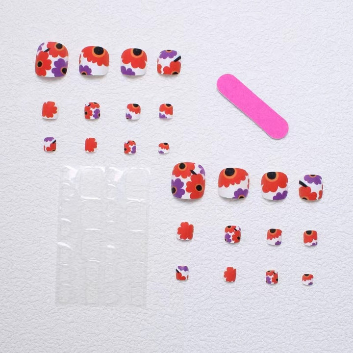 Creative Floral Print Press-On Toenails Kalsten