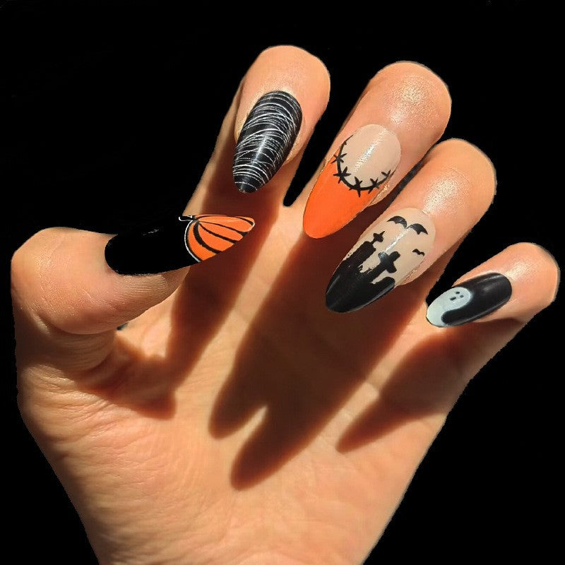 Artful Ghost-Themed Press-On Nails Kalsten