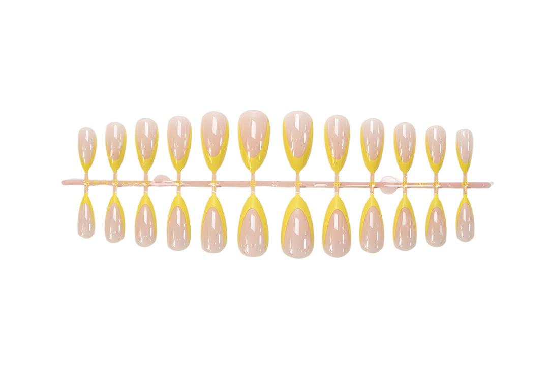 Artificial nails with elegant French tip in yellow Kalsten