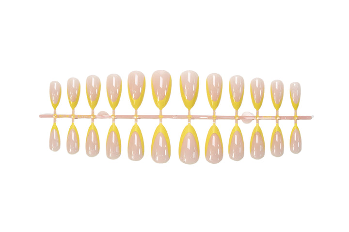 Artificial nails with elegant French tip in yellow Kalsten