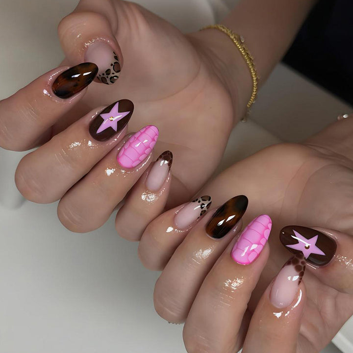 Artificial Nail Set with Creative Animal and Star Motifs Kalsten