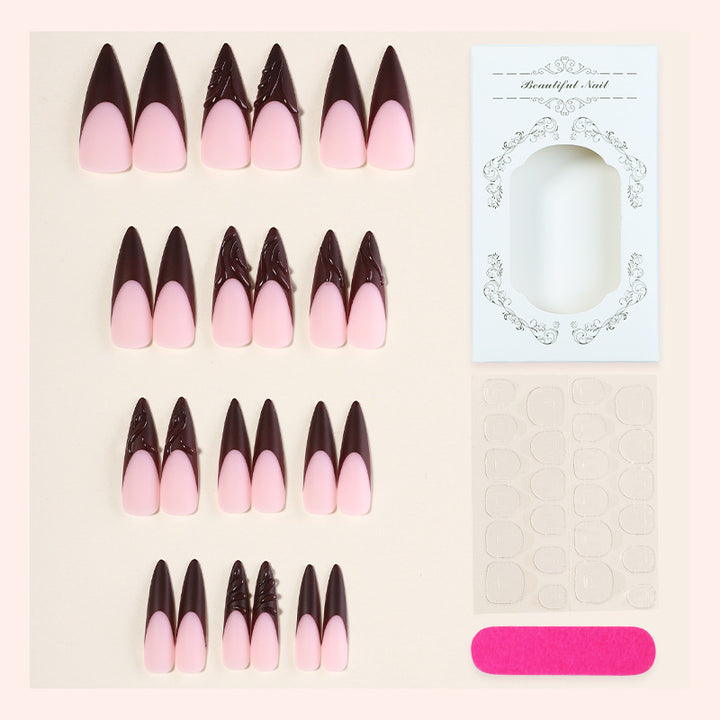 Elegant Stiletto Press-On Nail Set with Decorative Design Kalsten