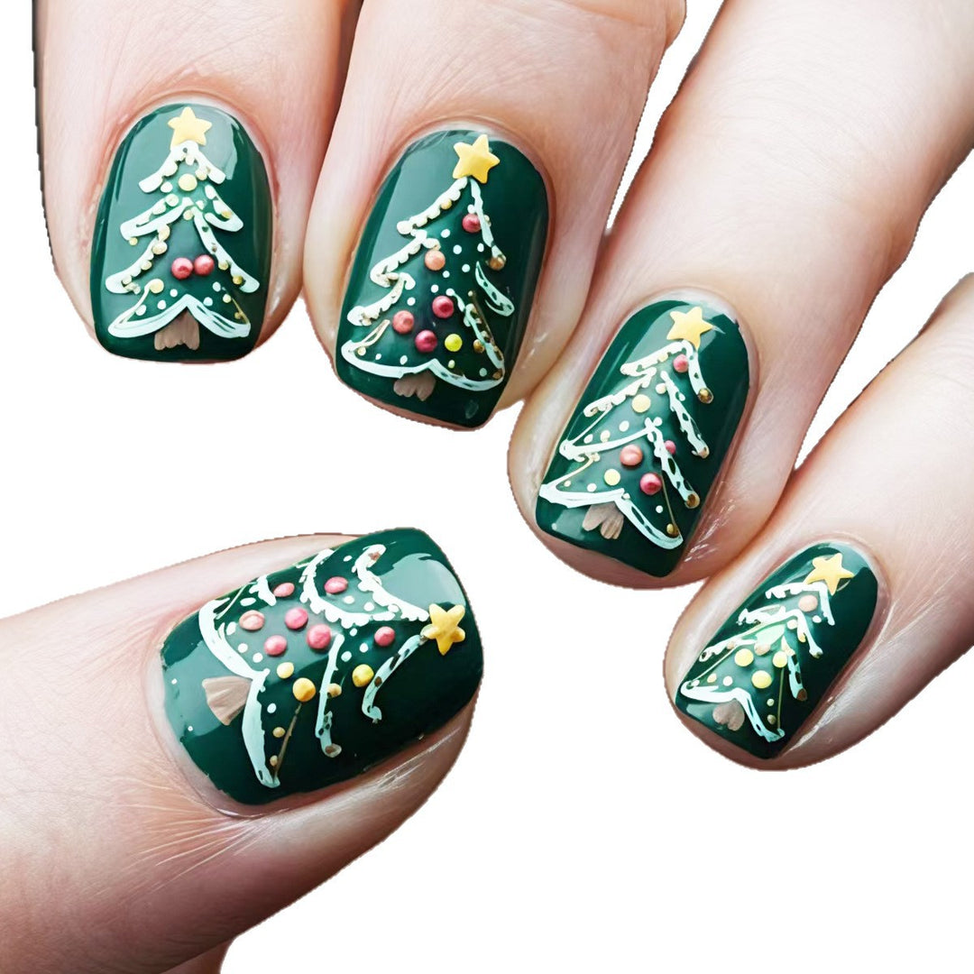 Festive artificial nails with Christmas tree design Kalsten