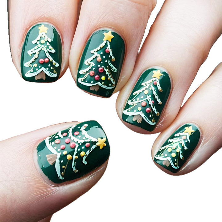 Festive artificial nails with Christmas tree design Kalsten