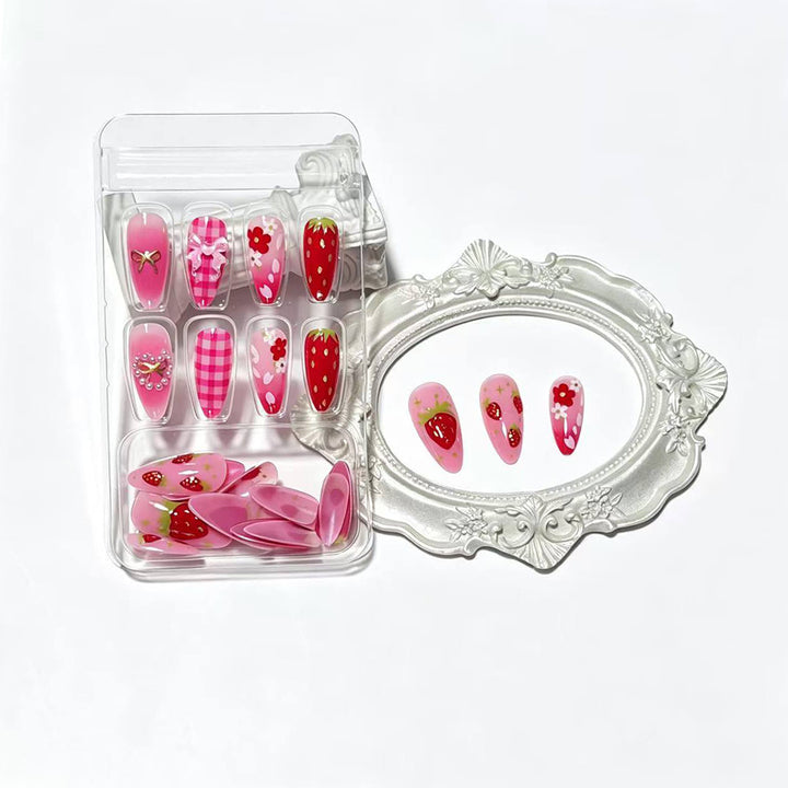 Strawberry-Themed Press-On Nail Art Set Kalsten
