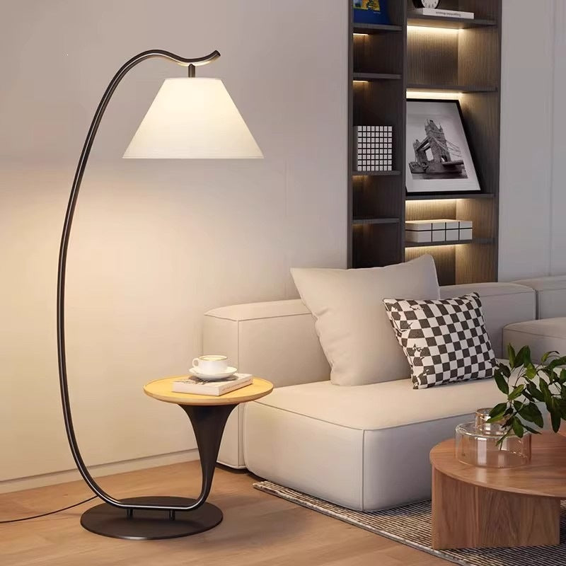 Contemporary Floor Lamp with Integrated Side Table