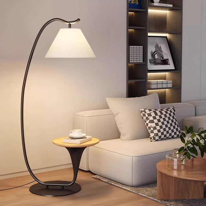 Contemporary Floor Lamp with Integrated Side Table
