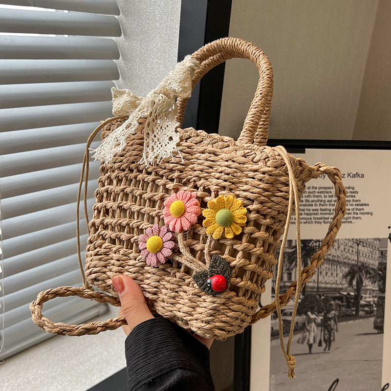 Handcrafted Floral Embroidered Woven Tote Bag