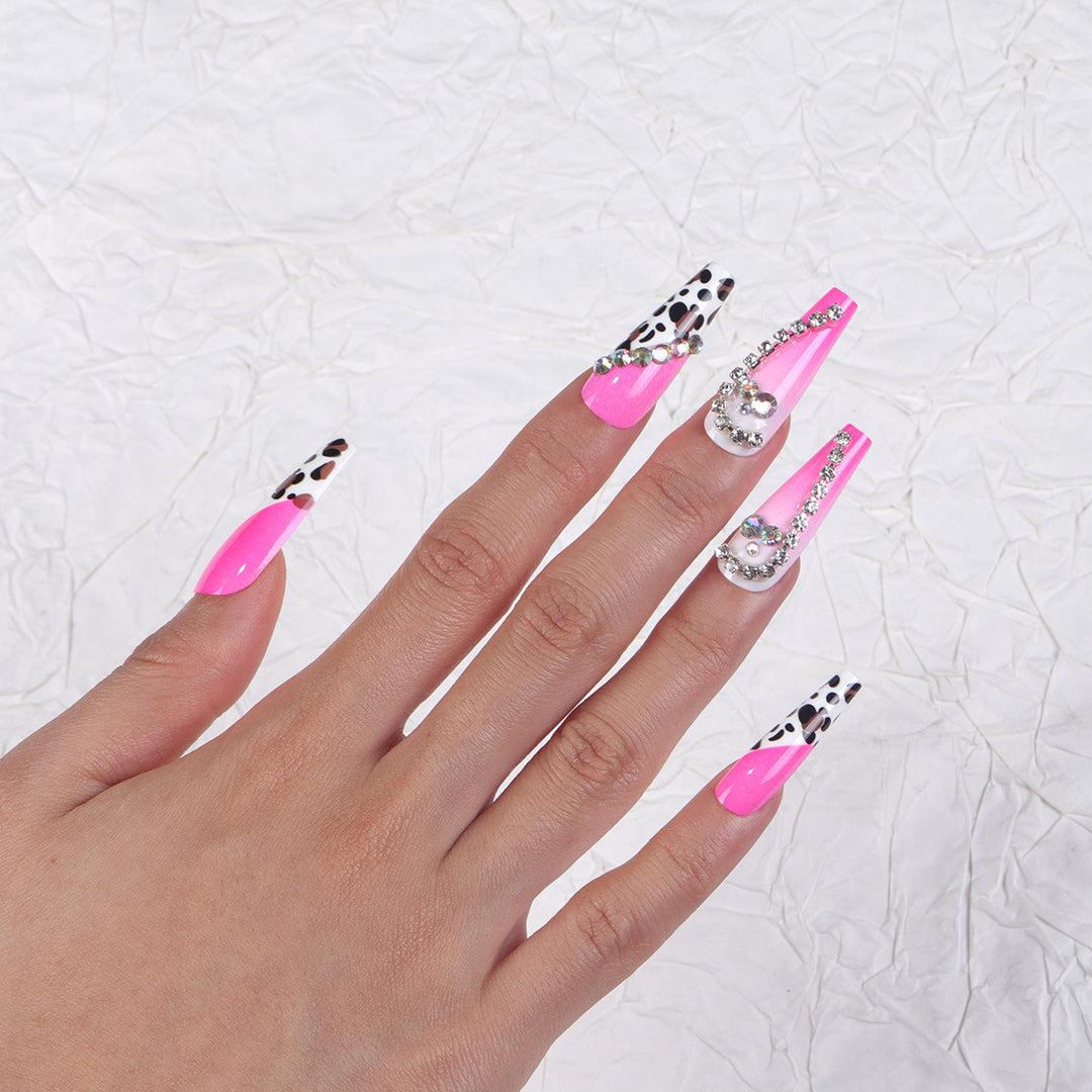 Glamorous Stiletto Press-On Nail Set with Gem Accents Kalsten