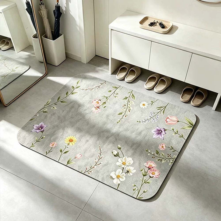 Floral Design Memory Foam Bath Mat
