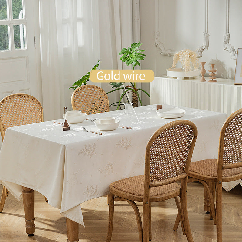 Rectangular premium table linen made of jacquard polyester with subtle frost floral embossing Kalsten