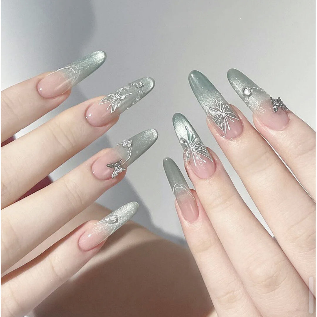 Artistic Floral Detailed Press-On Nail Set Kalsten