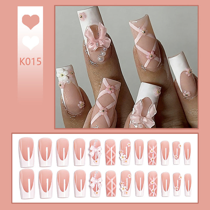 Artistic 3D Nail Tips with Bow Motifs Kalsten