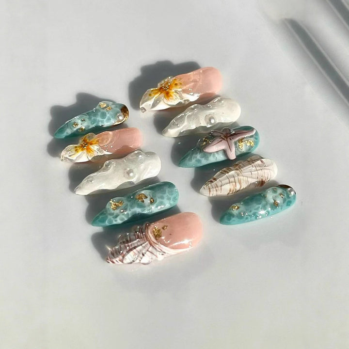 Ocean-Inspired 3D Decorative Press-On Nail Set Kalsten