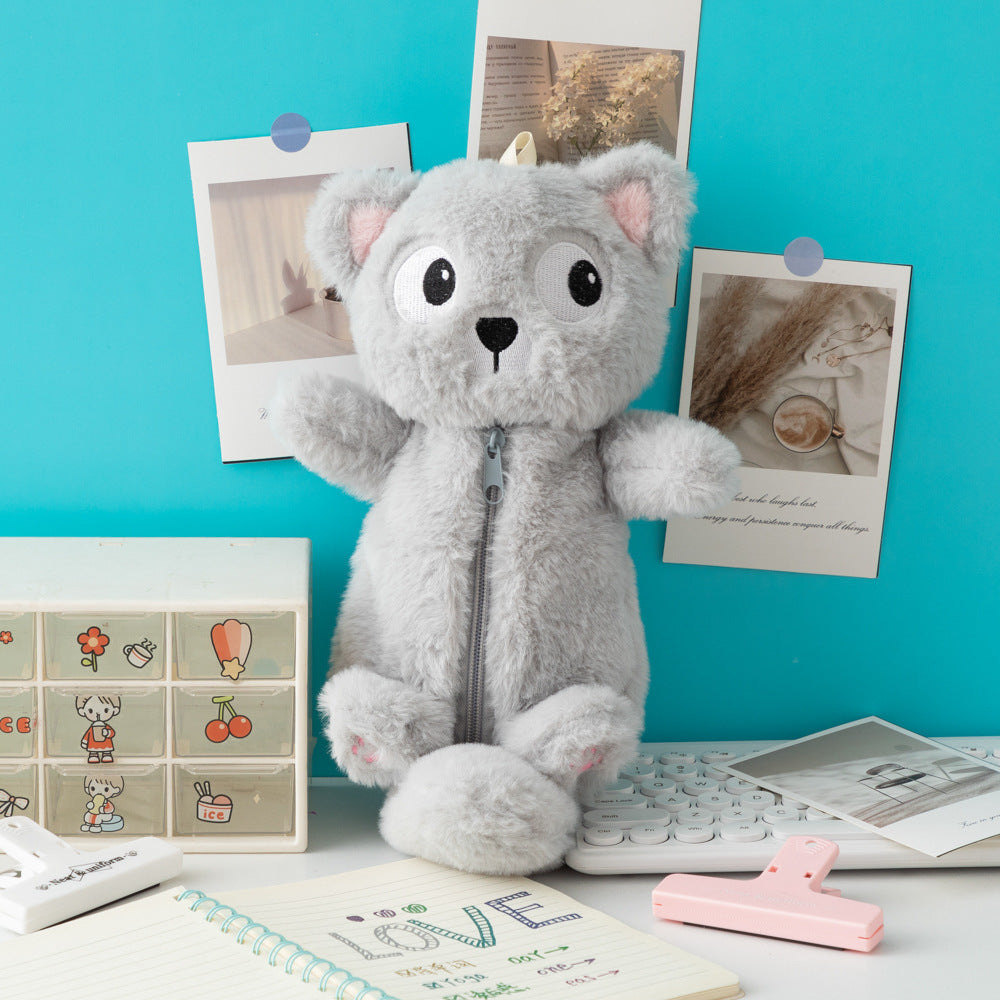 Cute Plush Cat-Themed Pencil Case Kalsten