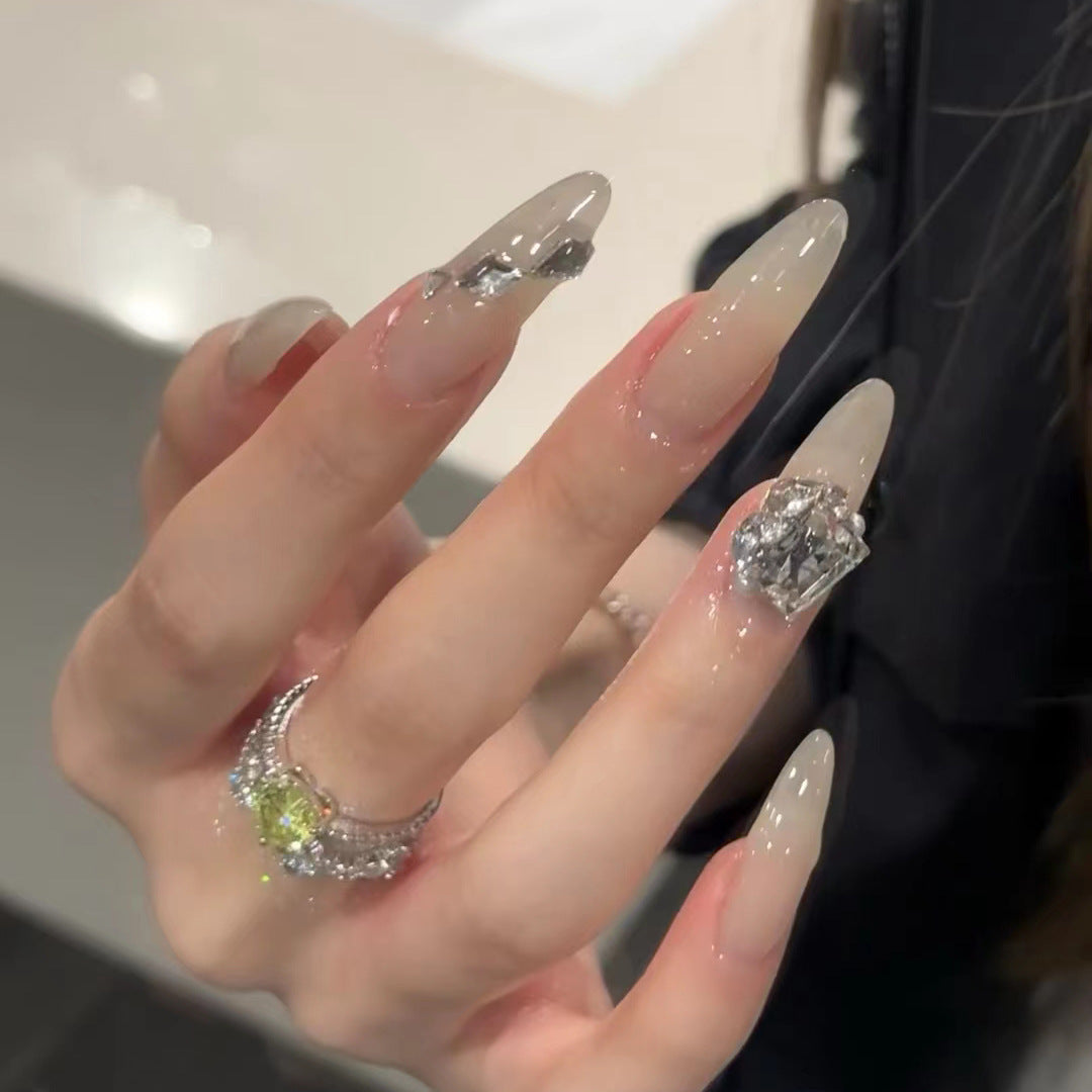 Elegant Stiletto Press-On Nail Set with Rhinestone Accents Kalsten