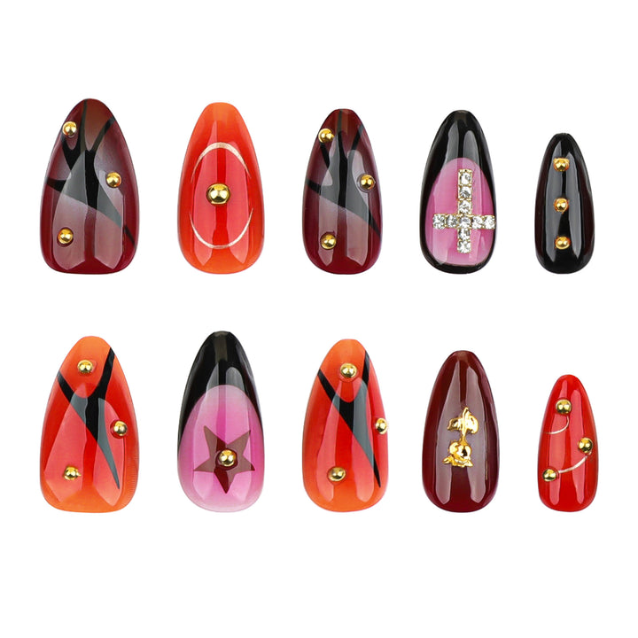 Artistic stiletto nails with creative designs Kalsten