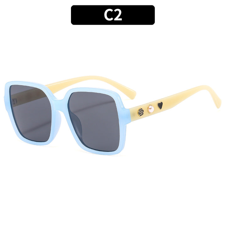 Oversized Square Frame Sunglasses with Decorative Accents