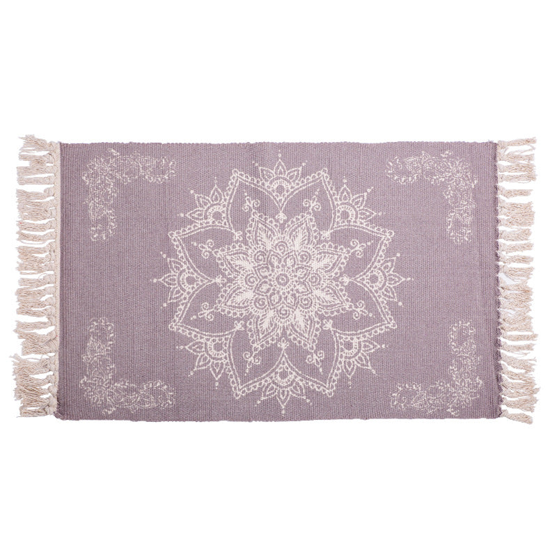 Decorative runner for dining table and console in Boho-Mandala design with fringes Kalsten