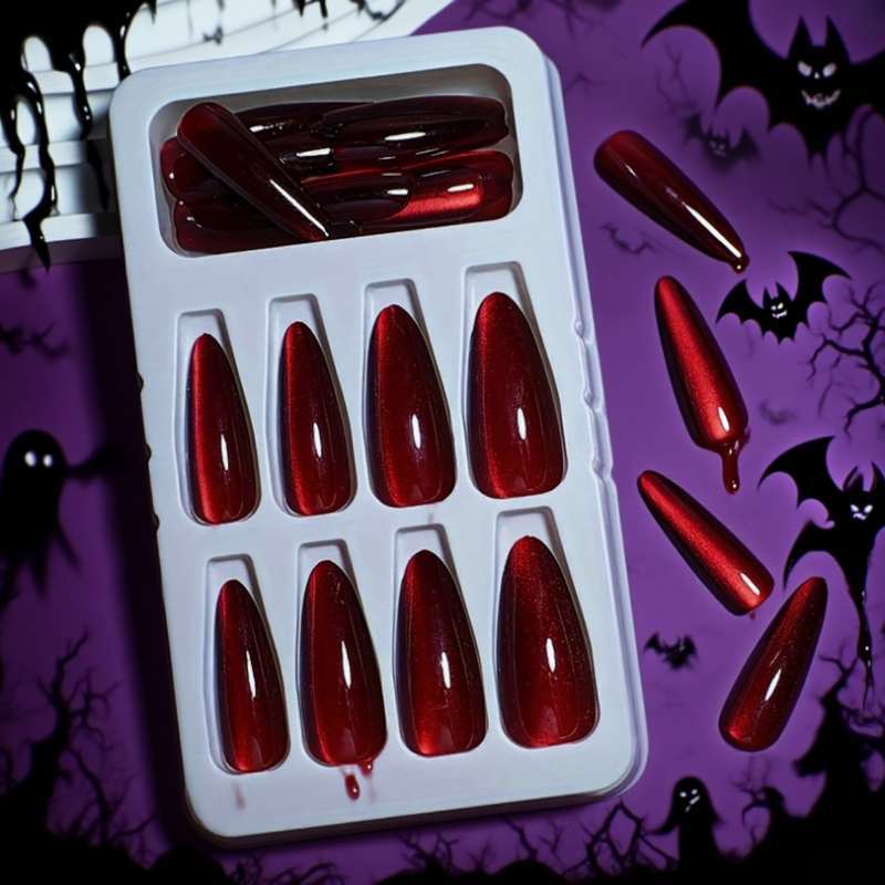 Glossy Pointed Stiletto Press-On Nails Kalsten