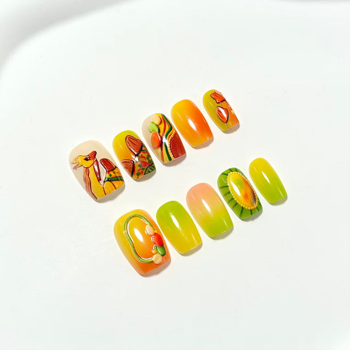 Artificial Nails in Fruity Autumn Design Kalsten