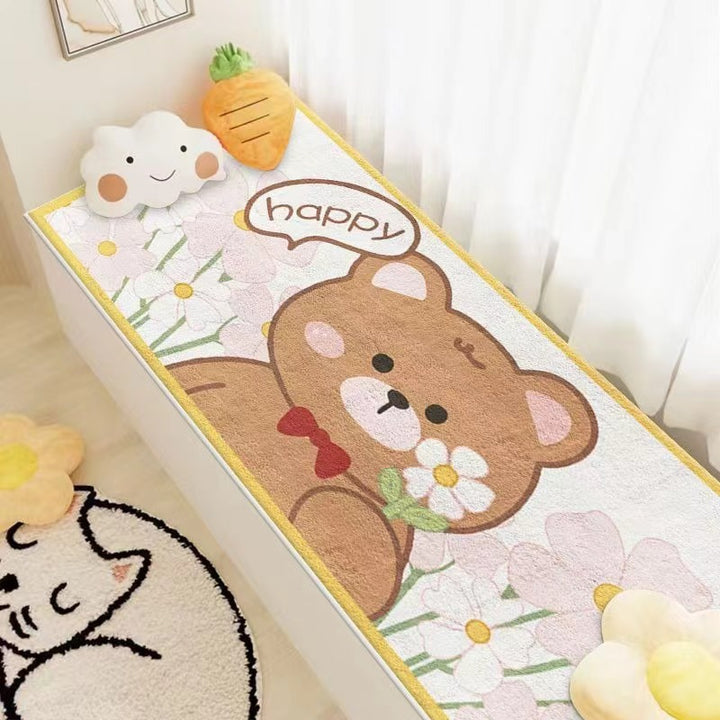 Plush Cartoon Dog-Themed Bath Mat