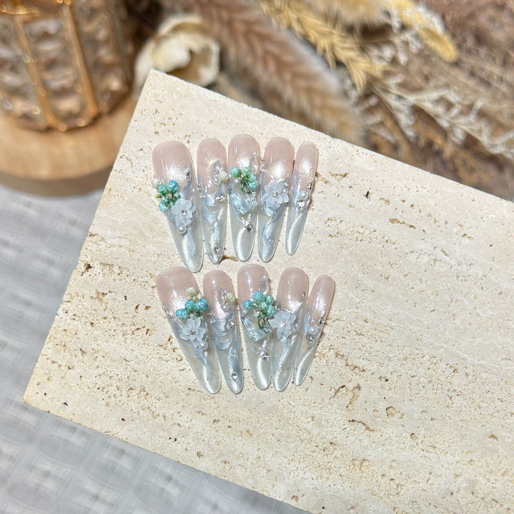 Elegant Floral Stiletto Nail Art Kalsten