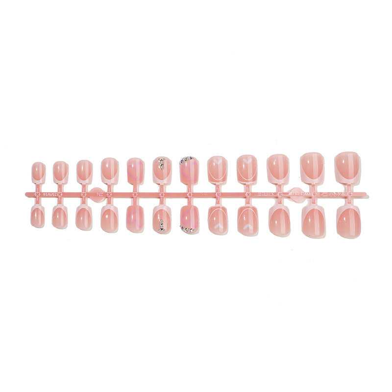 Artificial nail set with glitter and heart motifs Kalsten