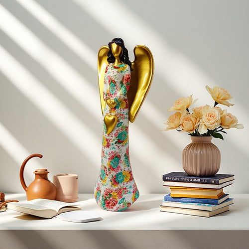 Engel Statue with Flower Pattern Kalsten