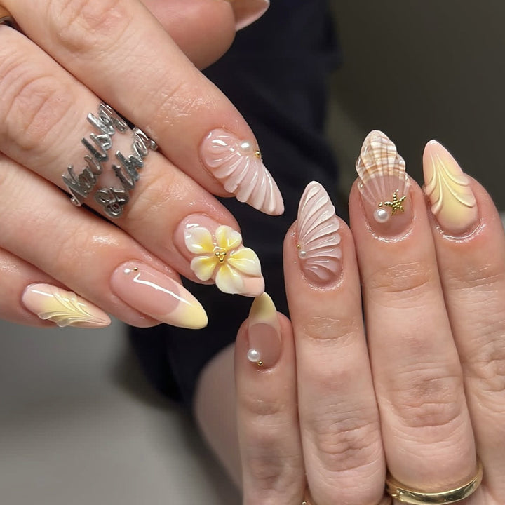 3D Floral Design Stiletto Nail Art Extensions Kalsten