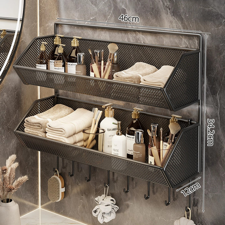 Wall-Mounted Mesh Bathroom Organizer Shelf