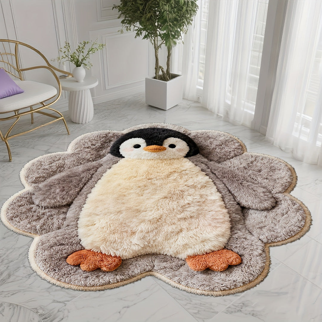 Penguin-Shaped Plush Area Rug