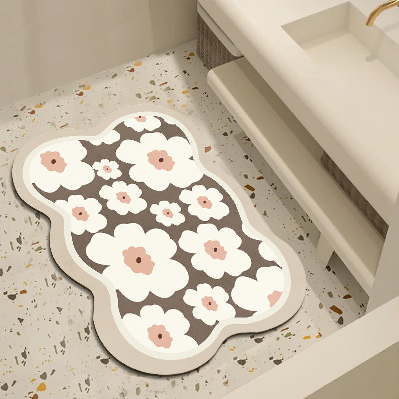 Floral Patterned Bathroom Mat