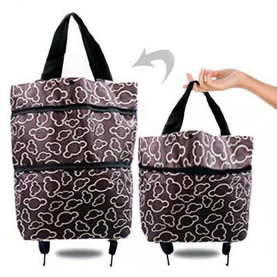 Flower Shopping Cart Bag With Reinforced Wheels And Double Front Pockets
