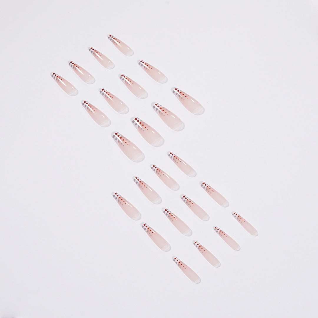 Artistic Nail Extensions with Elegant Dots and Shimmering Ombré Kalsten