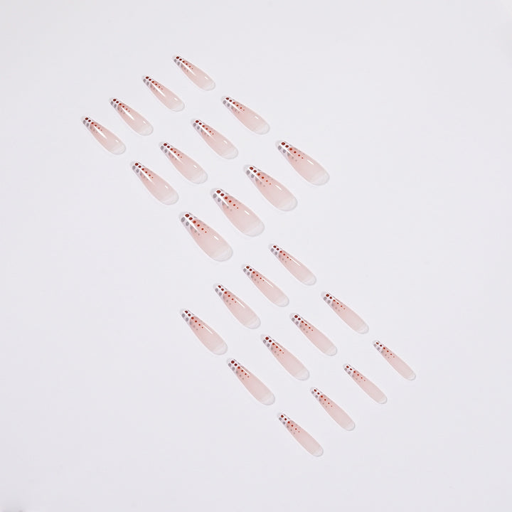 Artistic Nail Extensions with Elegant Dots and Shimmering Ombré Kalsten