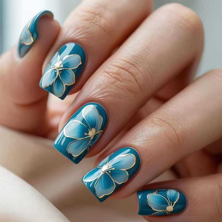 Elaborately designed artificial nails with flower pattern Kalsten