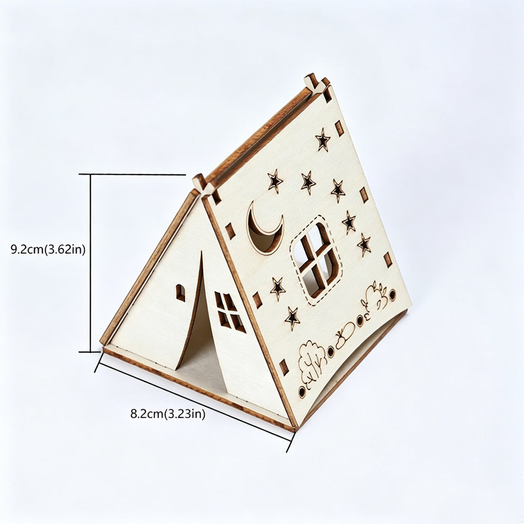 Decorative wooden pyramid with star motif