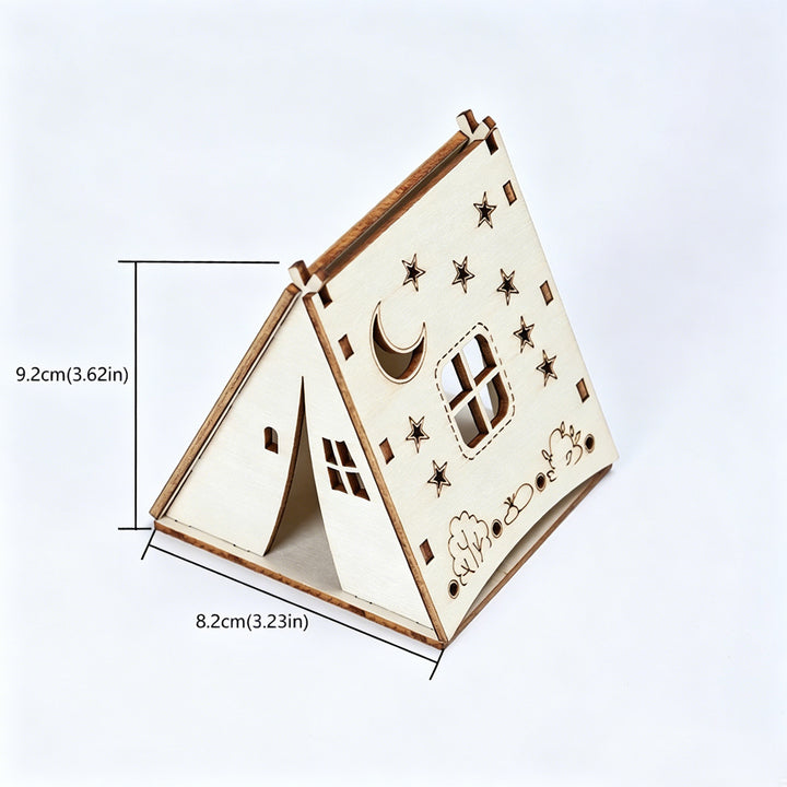 Decorative wooden pyramid with star motif