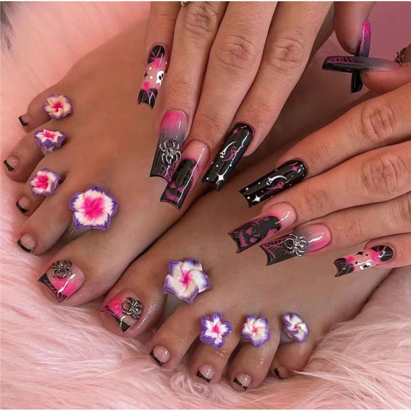 Artistic Floral Press-On Nail Art Kalsten